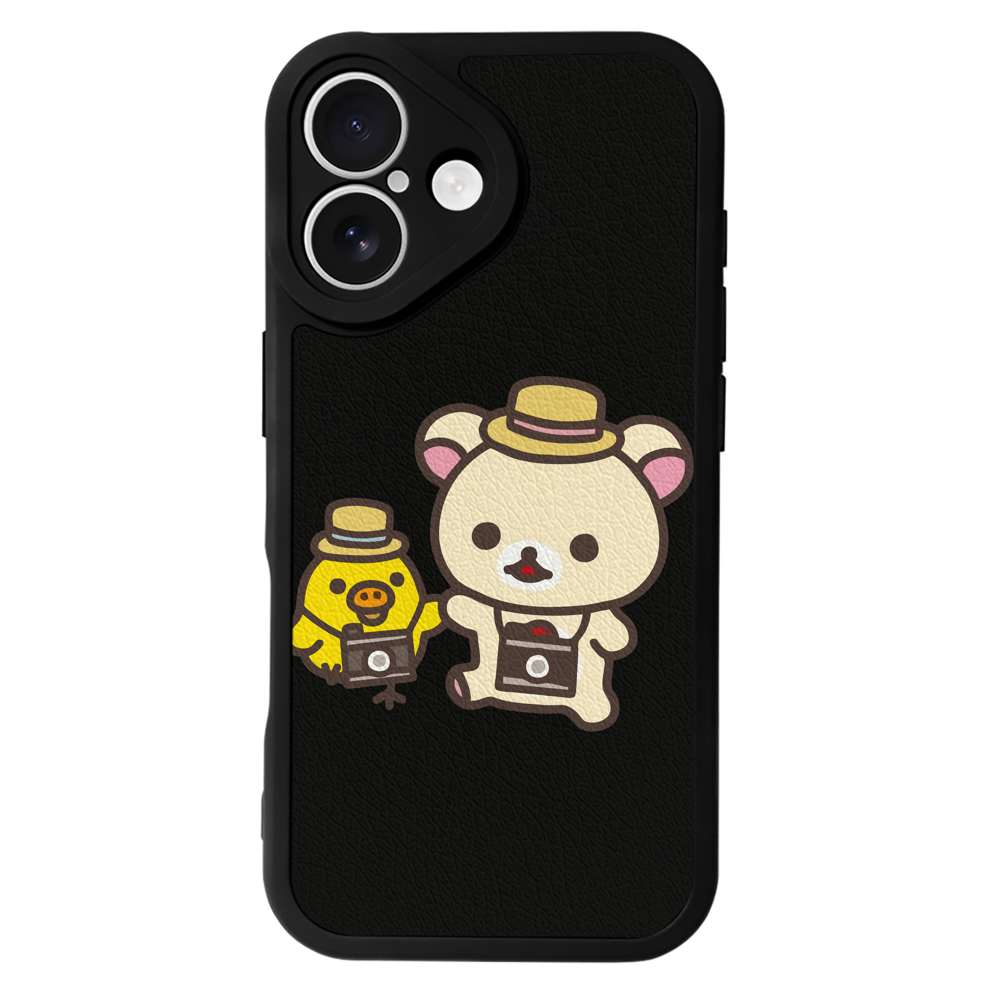 （画像用） リラックマ リラックマ キイロイトリ Rilakkuma Korilakkuma Kiiroitori 【iPhone 16シリーズ対応】シリコンスマホケース（レザー調） 材質：シリコン